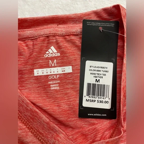 Adidas Golf Men's Sz M T-Shirt (Semi Turbo Peach) Tech Tee Heather NWT MSRP $30 - Picture 2 of 6